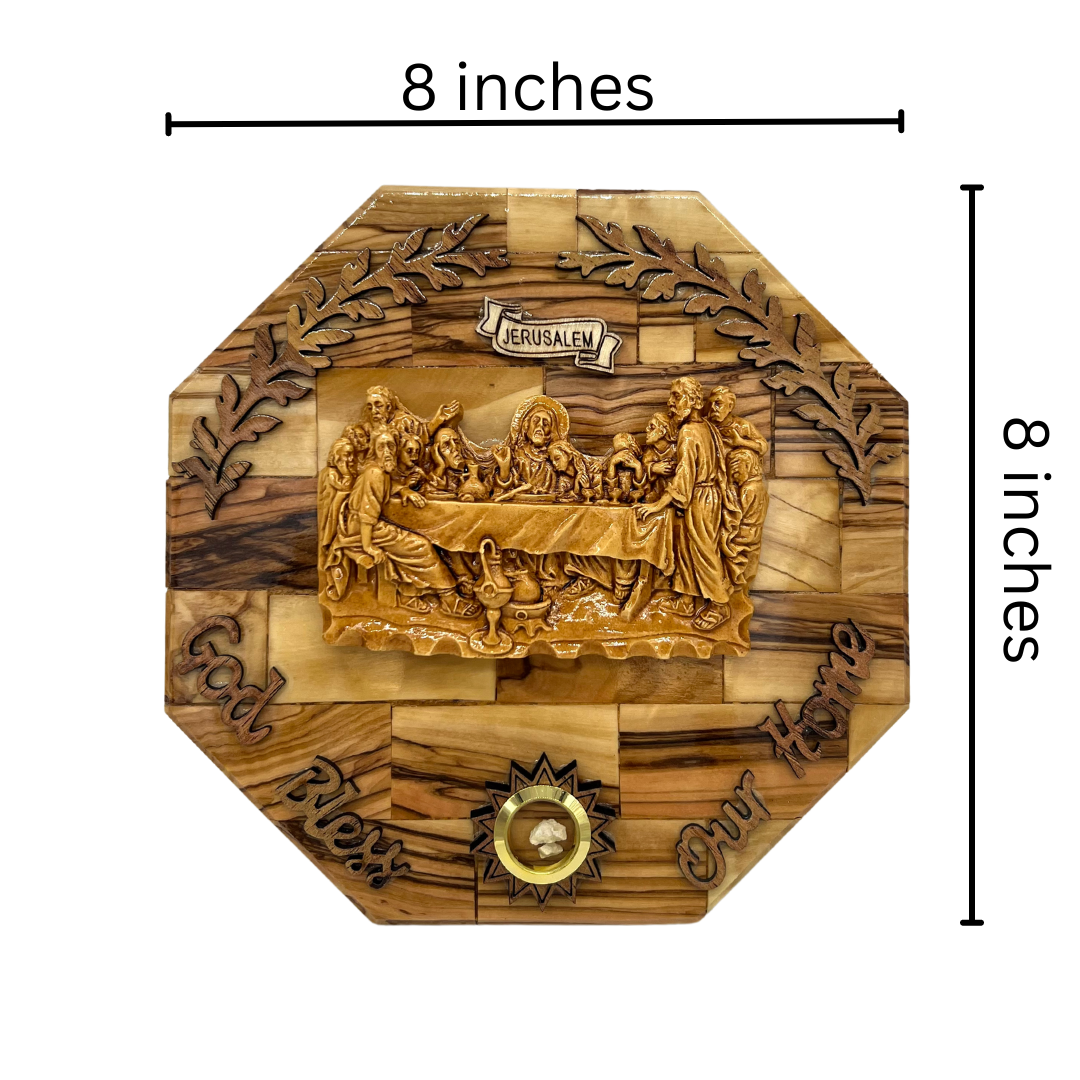 The Last Supper God Bless Our Home Plaque 8" x 8"