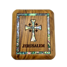 Load image into Gallery viewer, Olive Wood Jewelry Box with Mother of Pearl Cross