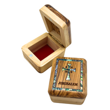 Load image into Gallery viewer, Olive Wood Jewelry Box with Mother of Pearl Cross