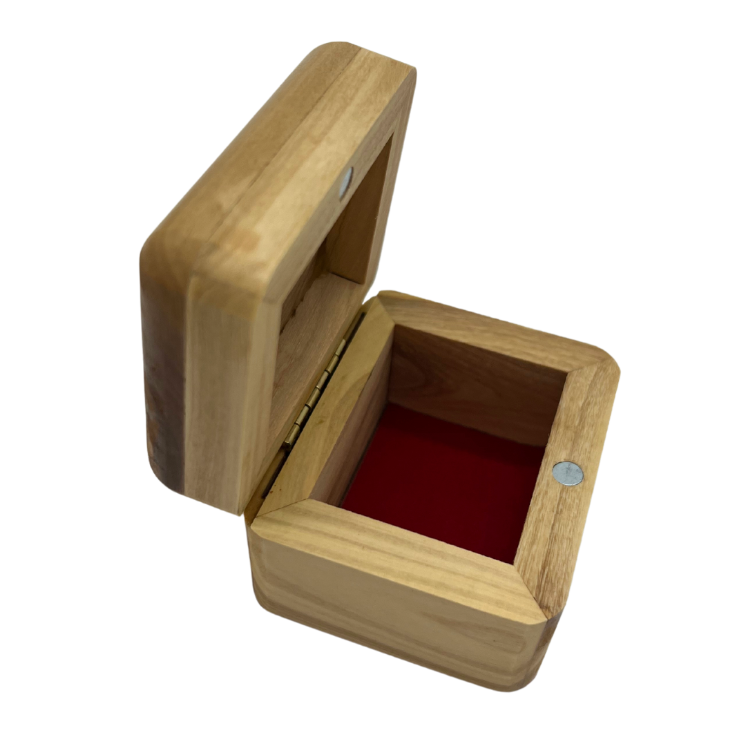 Olive Wood Jewelry Box with Mother of Pearl Jerusalem Cross