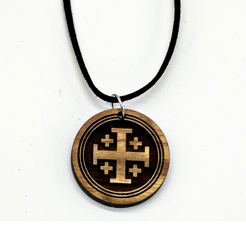 Holy Land Jerusalem Cross Olive Wood Pendant