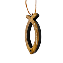 Load image into Gallery viewer, Holy Land Olive Wood Fish Pendant