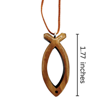 Load image into Gallery viewer, Holy Land Olive Wood Fish Pendant