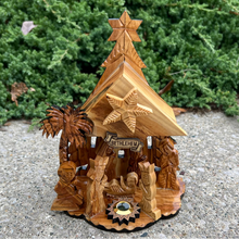 Load image into Gallery viewer, Olive Wood Nativity Scene with Music Box (8x6 inches)