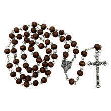 Load image into Gallery viewer, Brown Rose Scented Rosary with Jerusalem Cross