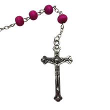 Load image into Gallery viewer, Pink Rose Scented Rosary with Jerusalem Cross