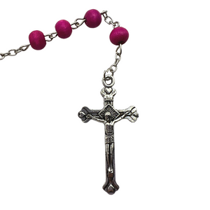 Pink Rose Scented Rosary with Jerusalem Cross