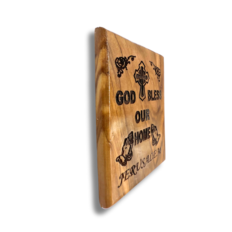 "God Bless Our Home" Olive Wood Magnet