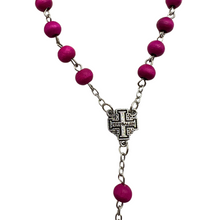 Load image into Gallery viewer, Pink Rose Scented Rosary with Jerusalem Cross