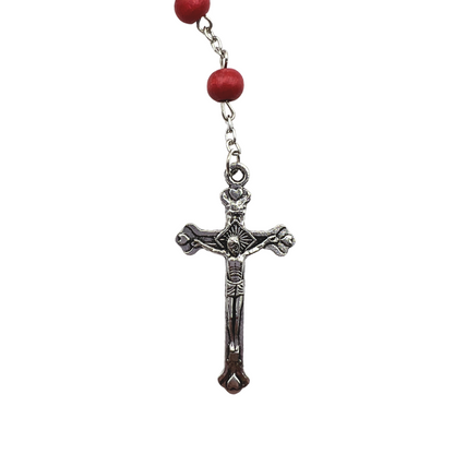 Red Rose Scented Rosary with Jerusalem Cross