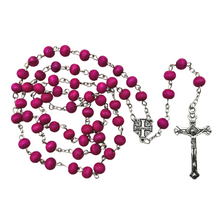 Load image into Gallery viewer, Pink Rose Scented Rosary with Jerusalem Cross