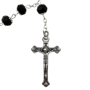 Black Crystal Rosary with Holy Land Soil