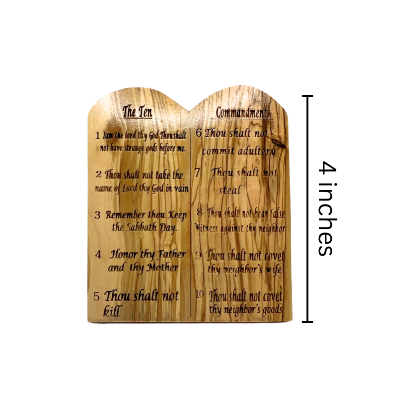 NEW* Olive Wood 10 Commandments Desk Plaque