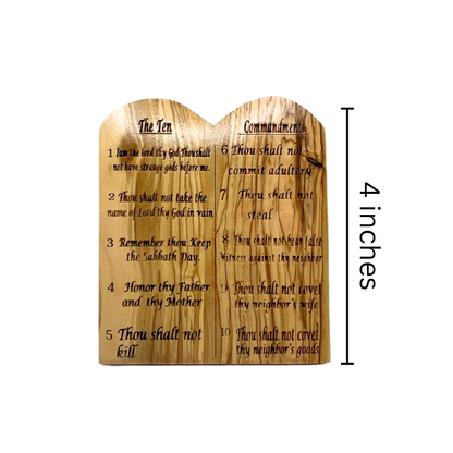 NEW* Olive Wood 10 Commandments Desk Plaque
