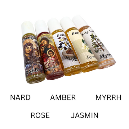 Holy Land Set of 5 Anointing Oils  (Nard, Rose, Jasmine, Myrrh &amp; Amber)