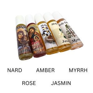 Holy Land Set of 5 Anointing Oils  (Nard, Rose, Jasmine, Myrrh & Amber)