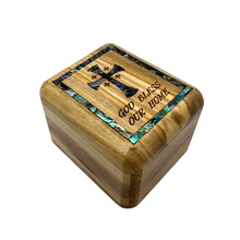 Load image into Gallery viewer, Olive Wood Rosary Box God bless Our Home