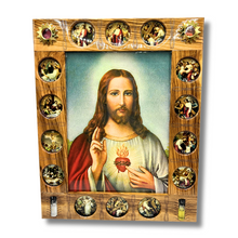 Load image into Gallery viewer, Jesus Christ Sacred Heart with 14 Stations of the Cross Icon