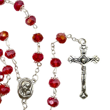 Load image into Gallery viewer, Red Crystal Rosary with Holy Land Soil