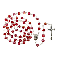 Load image into Gallery viewer, Red Crystal Rosary with Holy Land Soil