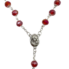 Load image into Gallery viewer, Red Crystal Rosary with Holy Land Soil