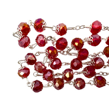 Load image into Gallery viewer, Red Crystal Rosary with Holy Land Soil