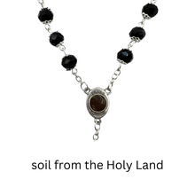 Load image into Gallery viewer, Black Crystal Rosary with Holy Land Soil