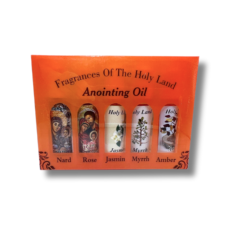 Holy Land Set of 5 Anointing Oils  (Nard, Rose, Jasmine, Myrrh &amp; Amber)