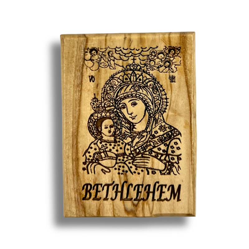 NEW "Virgin Mary of Bethlehem" Olive Wood Magnet