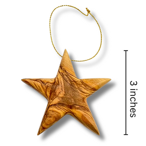 Olive Wood Star Ornament Christmas Ornamen