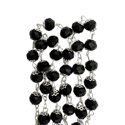 Black Crystal Rosary with Holy Land Soil