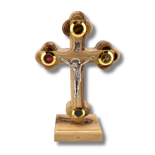 Olive Wood Crucifix with Removable Stand