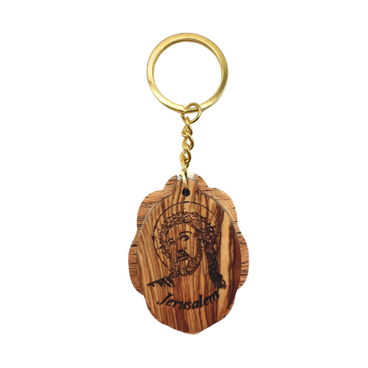 * NEW Olive Wood Jesus’ face Keychain
