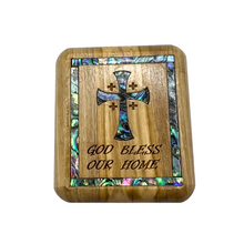 Load image into Gallery viewer, Olive Wood Rosary Box God bless Our Home