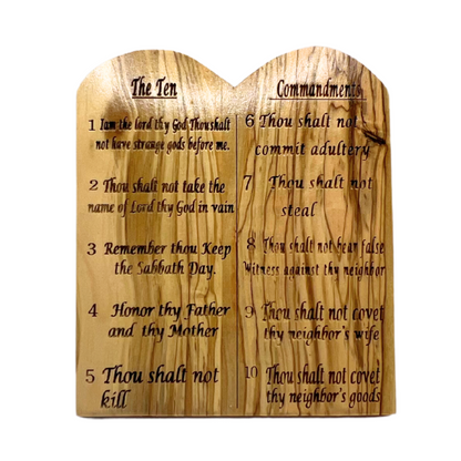 NEW* Olive Wood 10 Commandments Desk Plaque