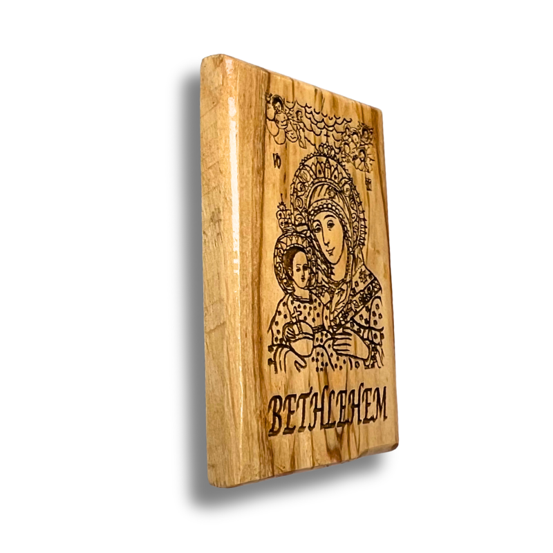 NEW "Virgin Mary of Bethlehem" Olive Wood Magnet