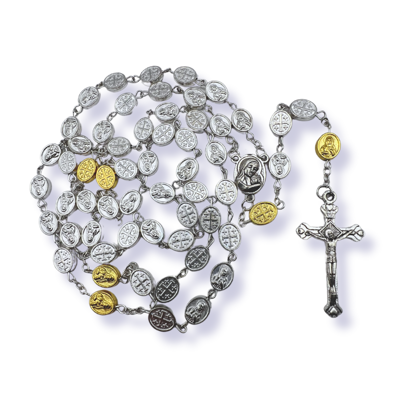 Jerusalem Cross Rosary with Holy Land Soil