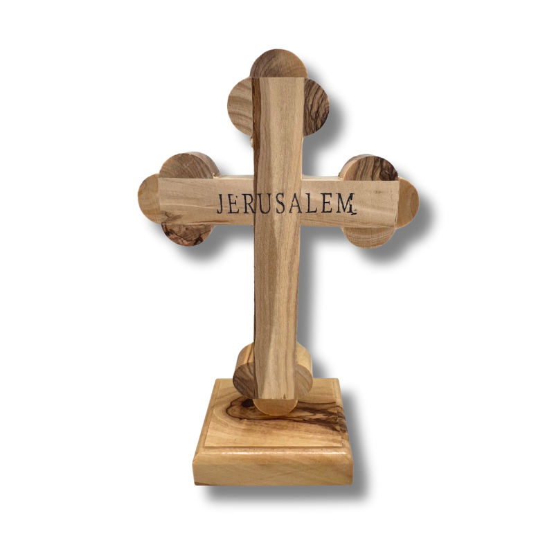 Olive Wood Crucifix with Removable Stand