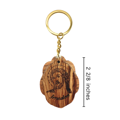 * NEW Olive Wood Jesus’ face Keychain