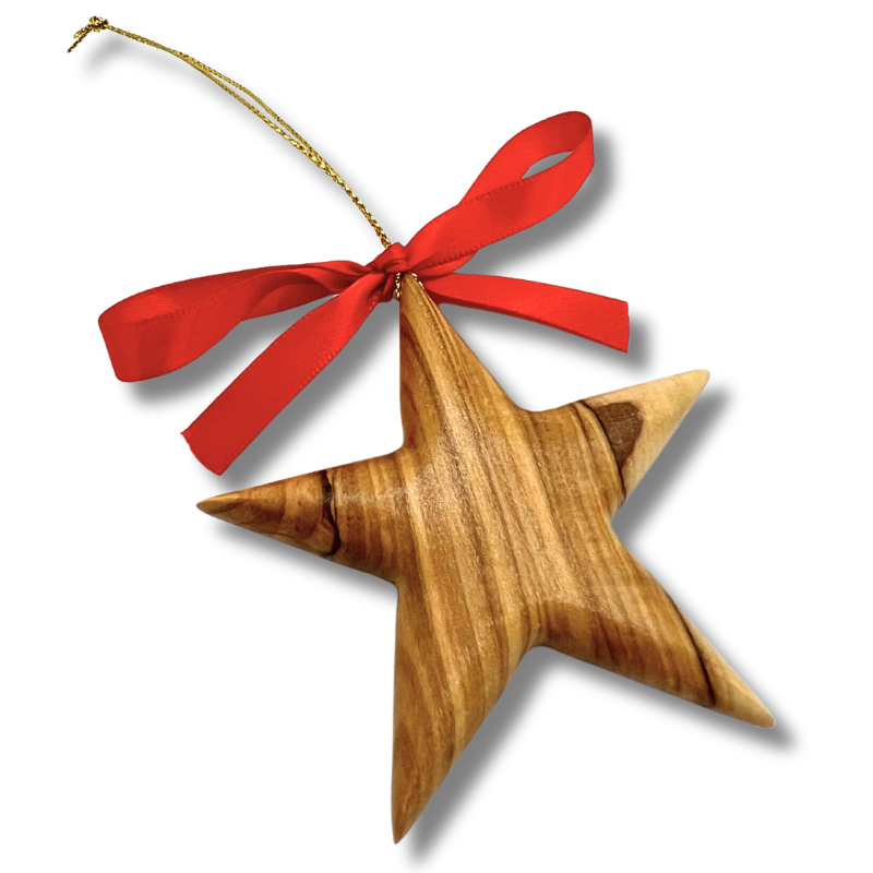 Olive Wood Star Ornament Christmas Ornamen