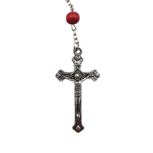 Load image into Gallery viewer, Rose Scented Red Rosary with Jerusalem Cross