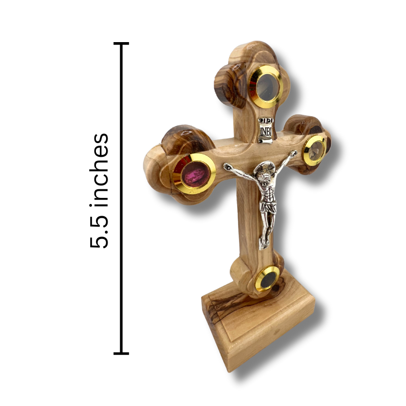 Olive Wood Crucifix with Removable Stand