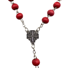 Load image into Gallery viewer, Rose Scented Red Rosary with Jerusalem Cross