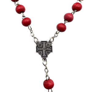 Rose Scented Red Rosary with Jerusalem Cross