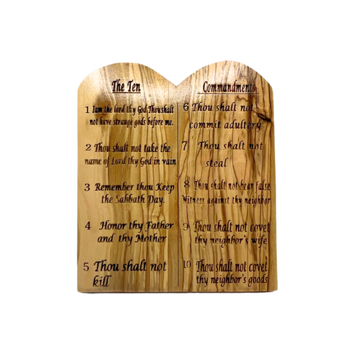 NEW* Olive Wood 10 Commandments Desk Plaque