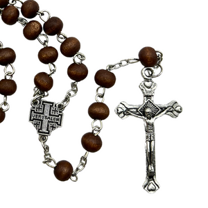 Brown Rose Scented Rosary with Jerusalem Cross