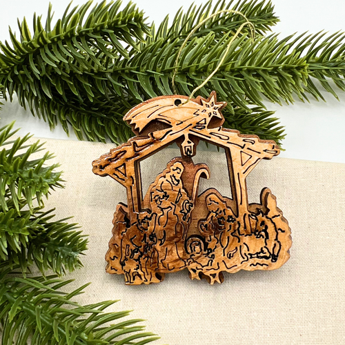*New Holy Land Olive Wood Nativity Ornament