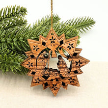 Load image into Gallery viewer, *NEW Olive Wood Bethlehem Star Ornament made in the Holy Land