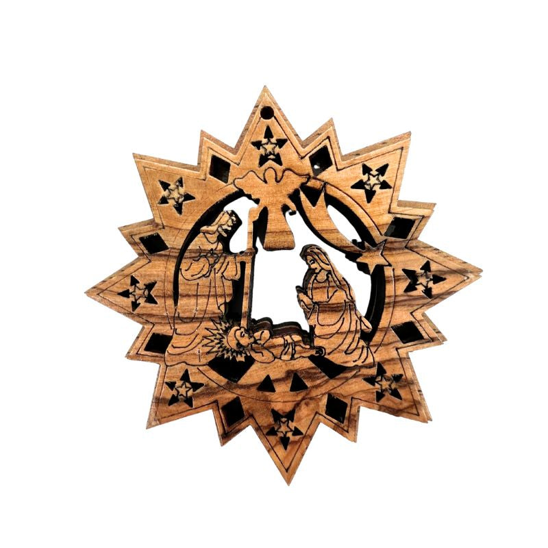*NEW Olive Wood Bethlehem Star Ornament made in the Holy Land