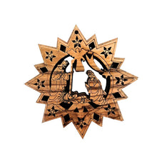 Load image into Gallery viewer, *NEW Olive Wood Bethlehem Star Ornament made in the Holy Land